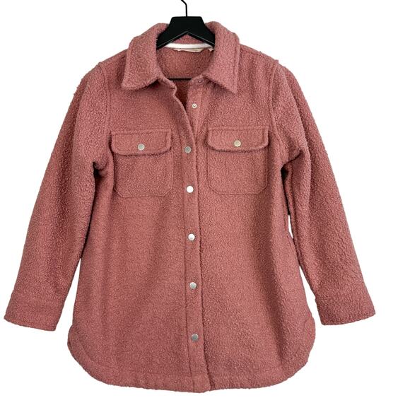 Soft Surroundings Womens Teddy Pocket Front Shacket Jacket Pink - Size PXS - Picture 1 of 10